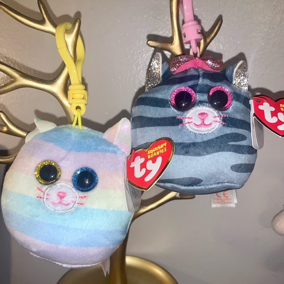 Lot of 2 Ty Squishy Beanies 3-inch Keychain Cats: Heather & Kiki NEW! - Picture 4 of 4